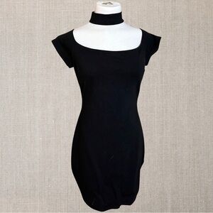 GUESS Black Bodycon Dress With Attached Collar